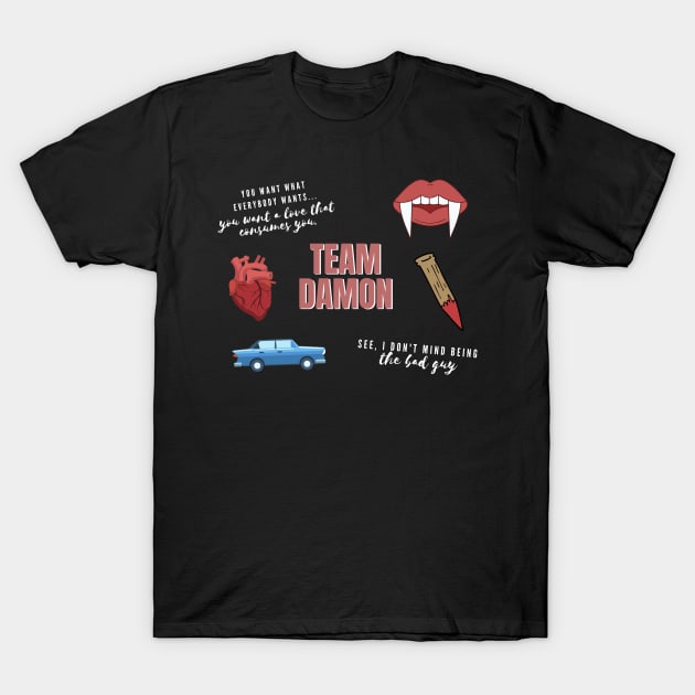 Team Damon Vampire Pack T-Shirt by myabstractmind